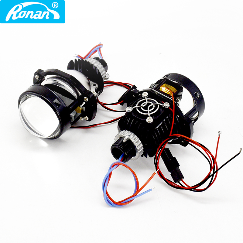 Universal Motorcycle Led Headlight Projector - Ronan-mini farol de carro bi-led, tela