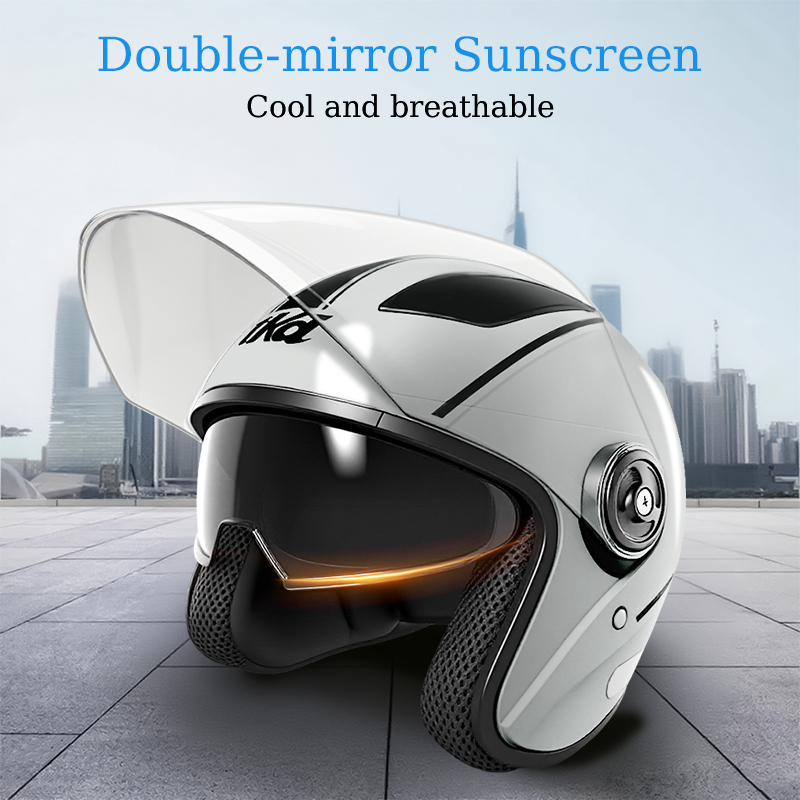 Dual Visor Motorcycle Racing Helmet - Capacete modular de rosto inteiro com