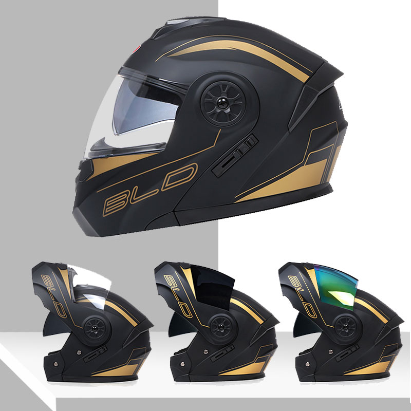 Dual Visor Motorcycle Racing Helmet - Lente dupla capacete modular moda flip