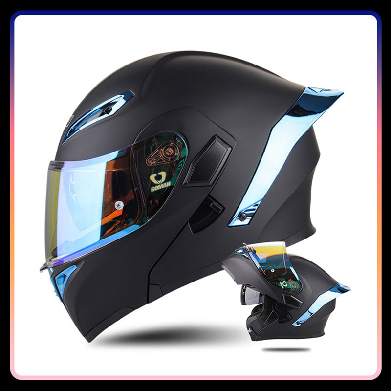 Dual Visor Motorcycle Racing Helmet - Quatro estações universal flip up capacetes