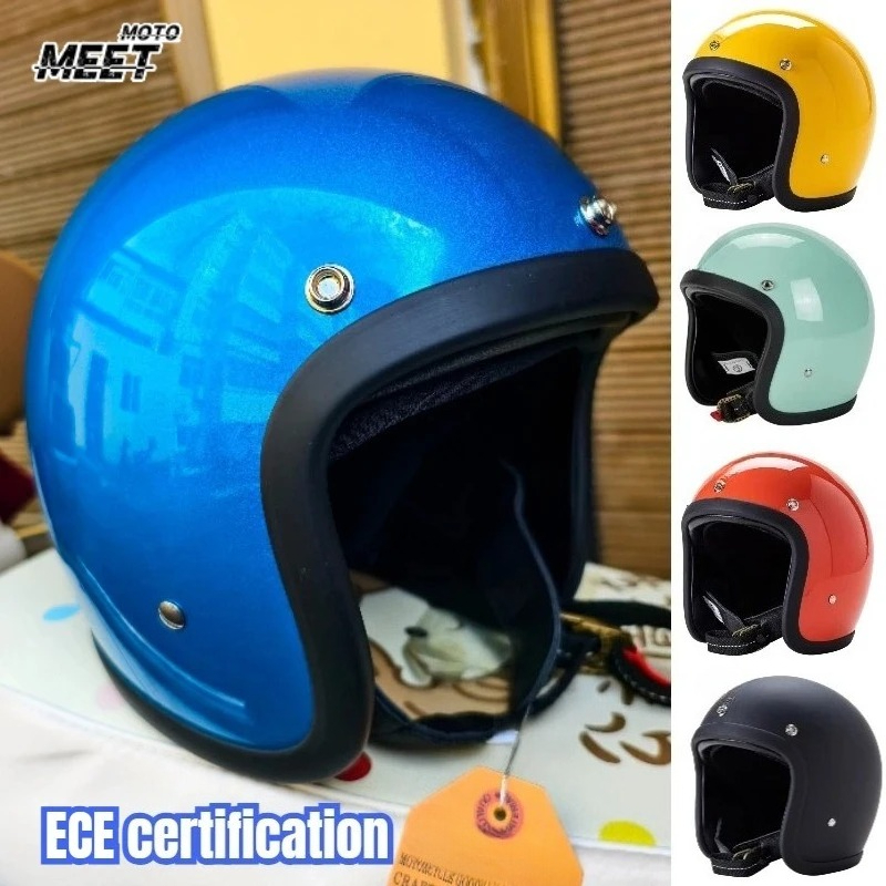 Vintage Open Face Retro Helmet - Capacete de motocicleta estilo japonês coreano,