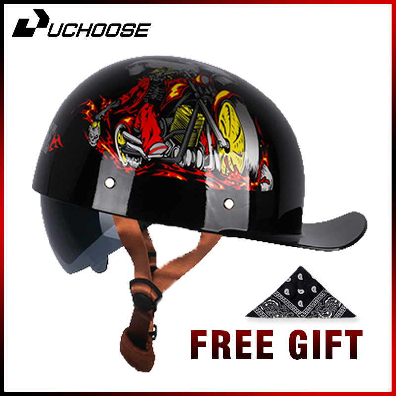 Vintage Open Face Retro Helmet - Uchoose verão motocicleta casque ds boné