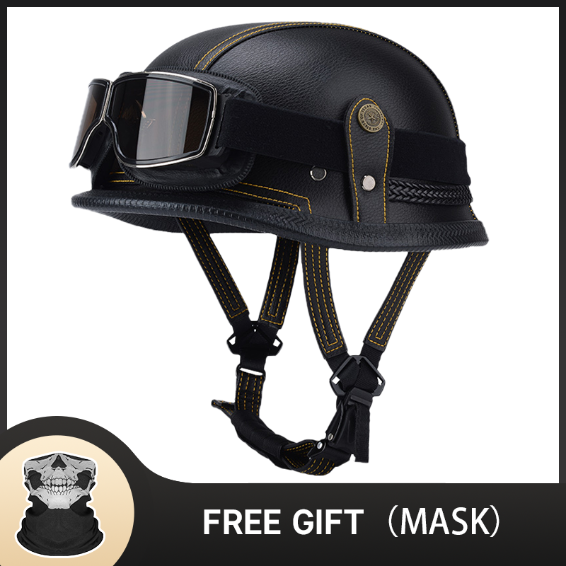 Vintage Open Face Retro Helmet - Capacete alemão meio vintage clássico, rosto