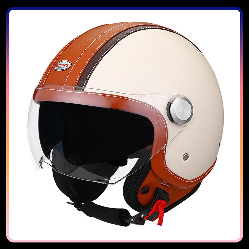 Vintage Open Face Retro Helmet - DOT aprovado lente daul rosto aberto