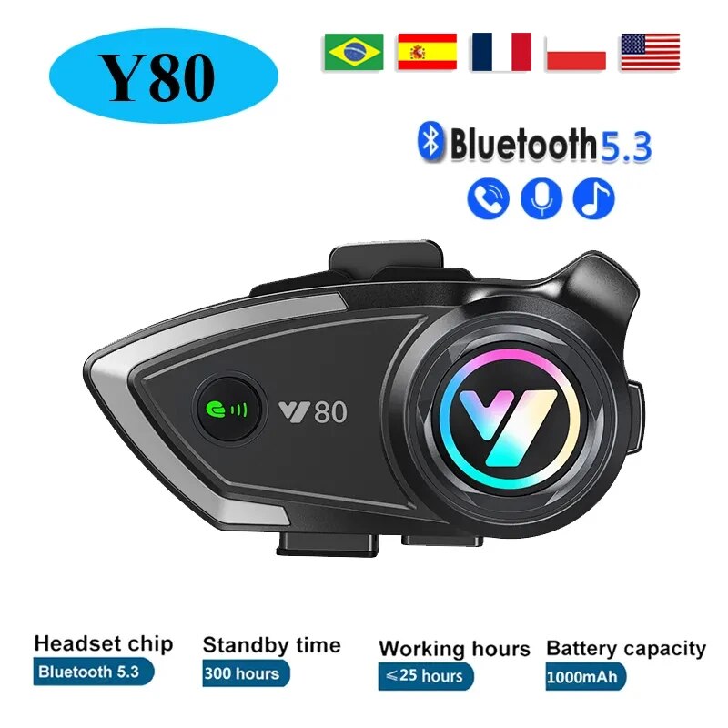 Full Face Motorcycle Helmet With Bluetooth - Capacete da motocicleta Y80 Headset Bluetooth
