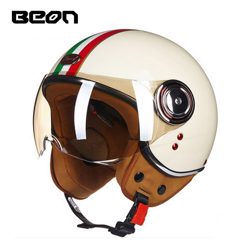 Vintage Open Face Retro Helmet - Capacete BEON 110B Aberto para Motocicleta,