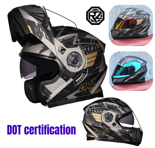 Modular Flip Up Motorcycle Helmet Dot Approved - Orz rosto cheio dupla viseira capacete